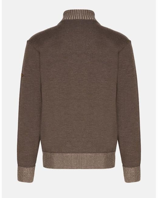 Paul & Shark Brown Moon Badge Soft Touch 1/4 Zip Sweater for men