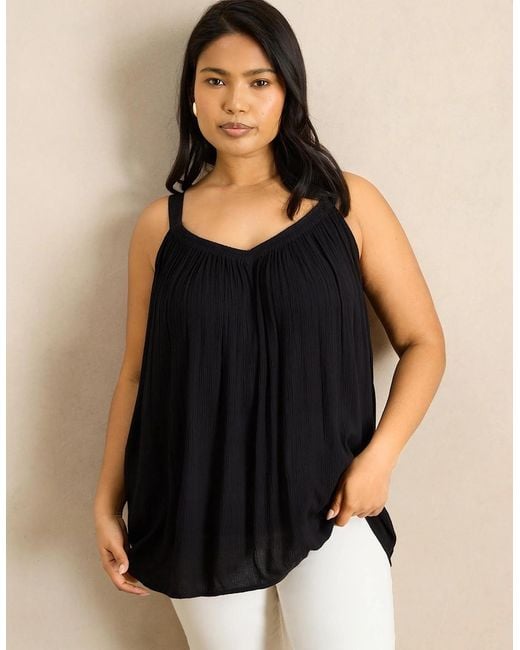 Live Unlimited London Black Crinkle Gathered Cami