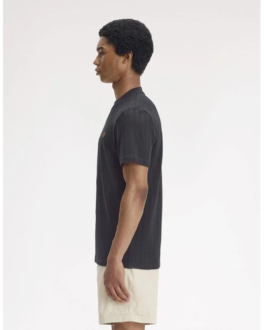 Fred Perry Black Pique Stripe T-Shirt for men