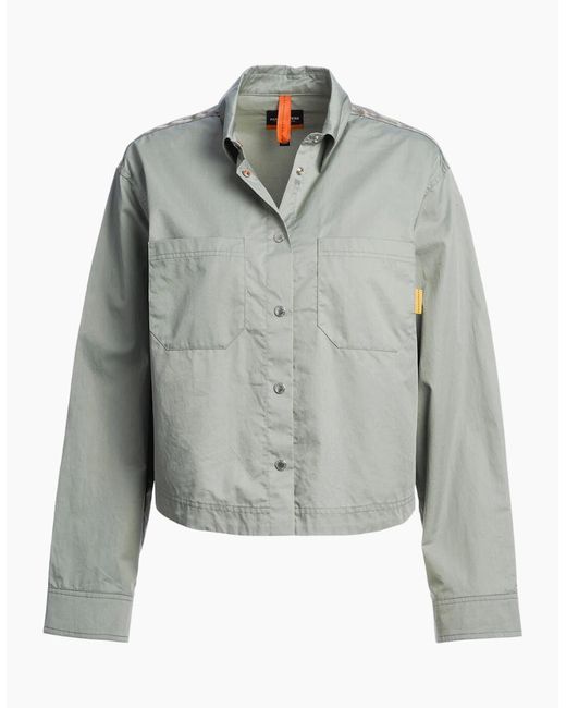 Parajumpers Gray Buttoned Cropped Fox Jacket