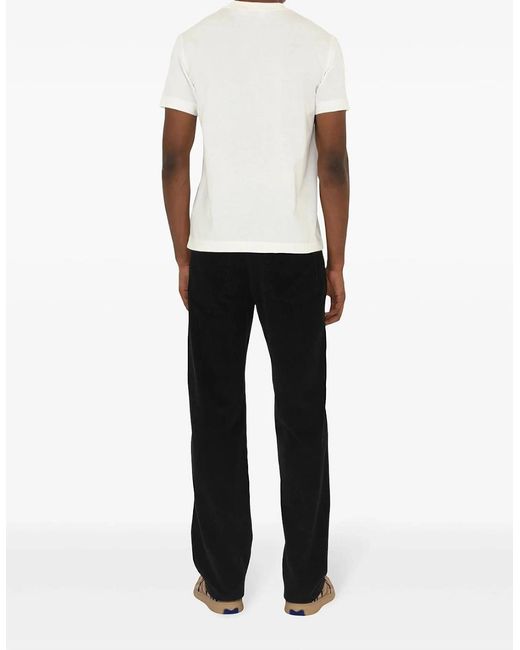 Burberry White Check-Logo Patch Cotton T-Shirt for men