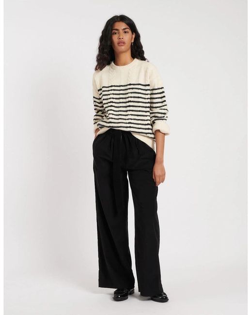Nobody's Child White Solid Wide Leg Trousers