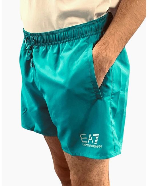 EA7 Blue Stretch Swim Shorts for men