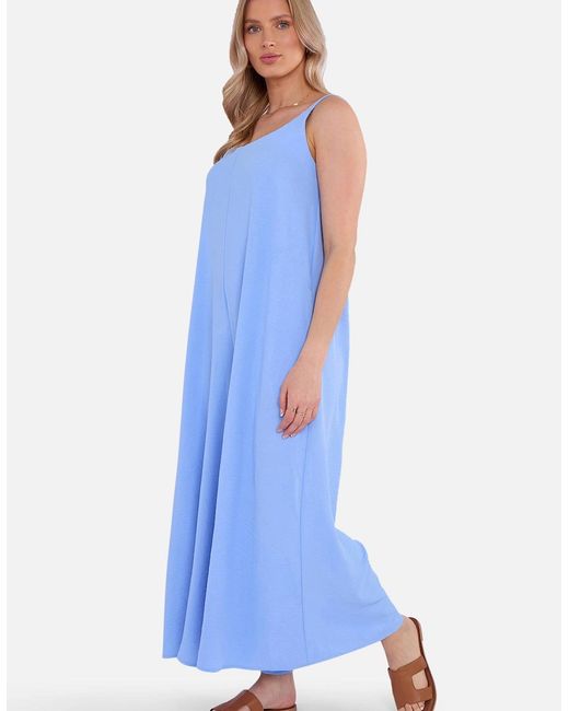 Gini London Blue Air Flow Strappy Wide Leg Jumpsuit