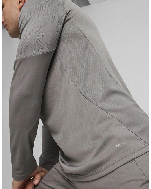 PUMA Gray Teamfinal Training 1 4 Zip Fleece for men