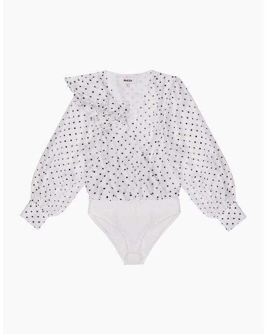 Ro&zo White Mini Spot Frill Detail Bodysuit