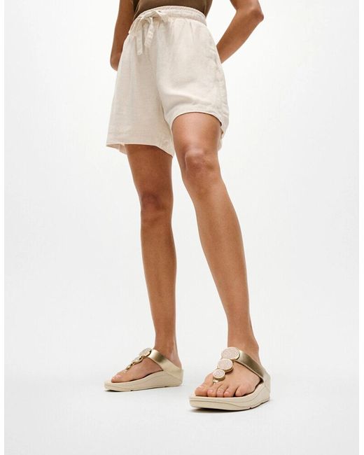 Fitflop White Halo Bead Toe-Post Sandals Platino