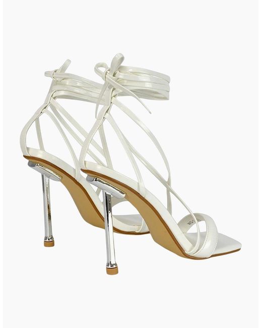 XY London White Ladies Rayne Strappy Square High Heels