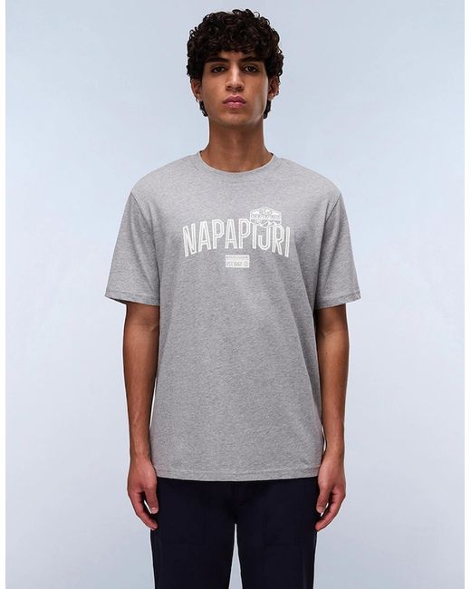 Napapijri Gray Funes Short Sleeve T-Shirt for men