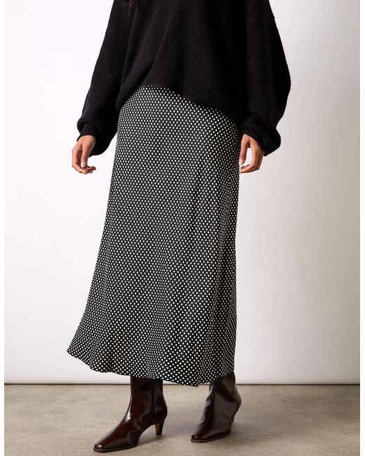 Ro&zo Black Mono Polka Dot Print Satin Skirt