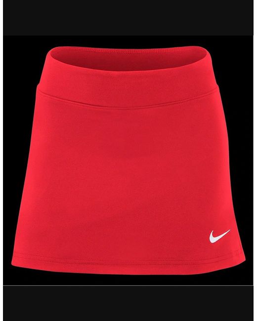 Nike Red Solid Patterned Team Skort With Logo