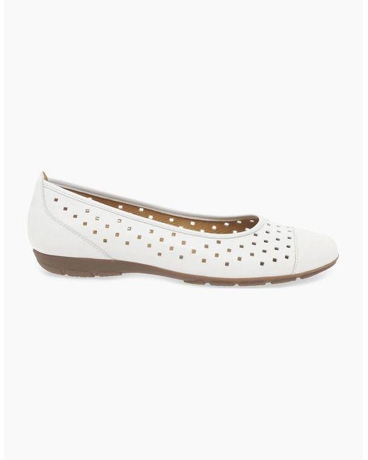 Gabor White Ruffle Punched Detail Casual Shoes