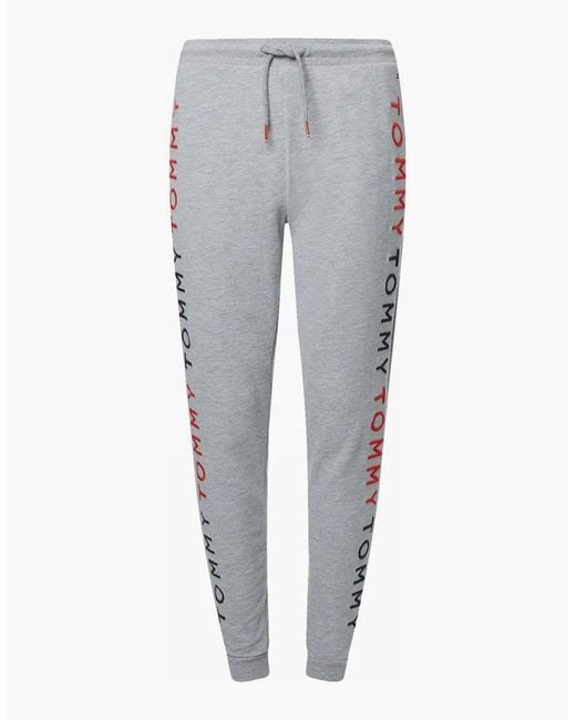 Tommy Hilfiger Gray Logo Embroidered Tapered Track Pants, Medium Heather
