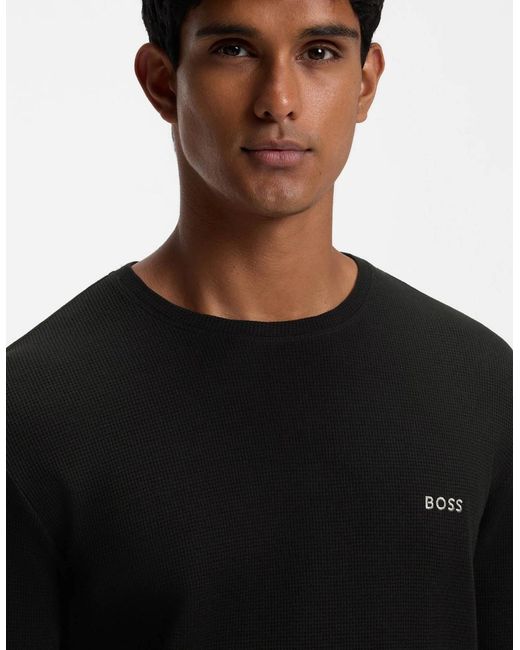 Boss Black Boss Waffle Ottoman Pyjama T-Shirt With Embroidered Logo for men