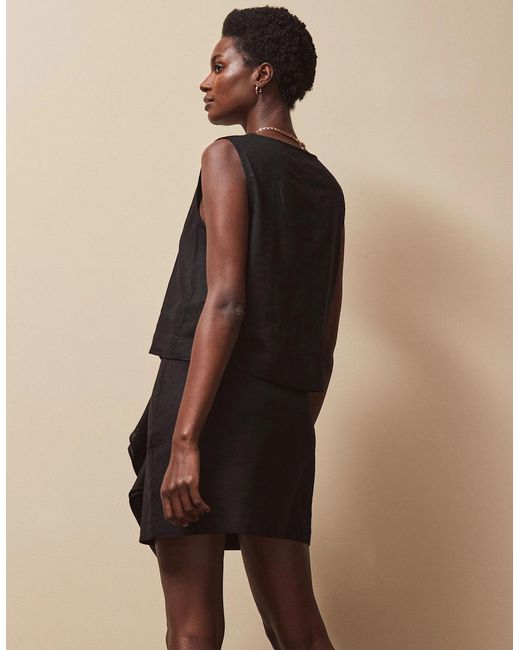 Ro&zo Brown Frill Detail Linen Blend Skirt