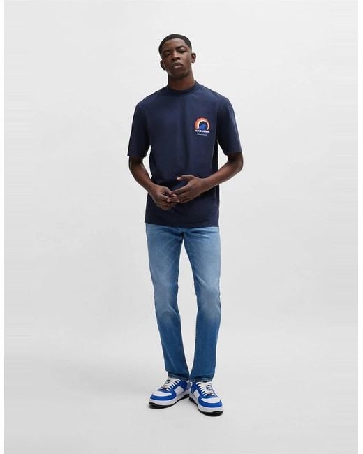 Boss Blue Five Pocket Design Slim Fit Jeans for men