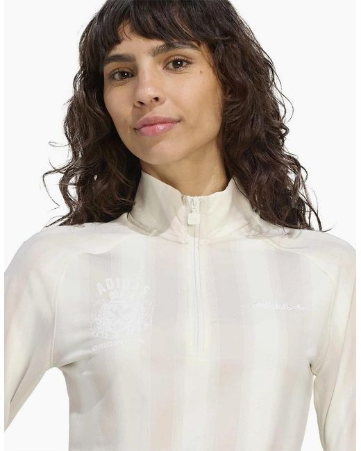 Adidas White Text Graphic Zip High Neck Long Sleeve Sweatshirt