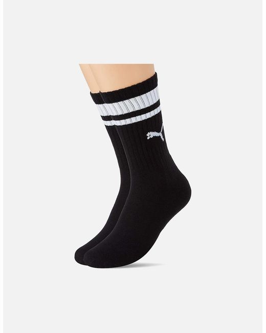PUMA Black Adult Heritage Stripe Crew Socks (Pack Of 2)