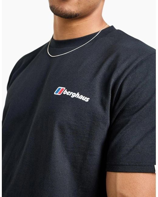 Berghaus Black T Shirts Mountain Coordinates Crew Neck Short Sleeve Cotton Tee for men