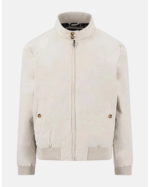 Fynch-Hatton White Stand Collar Harrington Jacket Cement for men