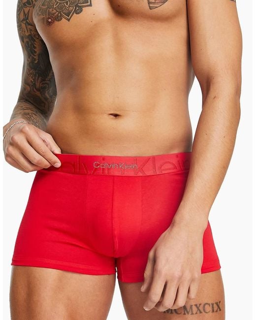 Calvin Klein Red Boxer Trunks Shorts 1X Pack Soft Ck Stretch Underwear Gift New for men