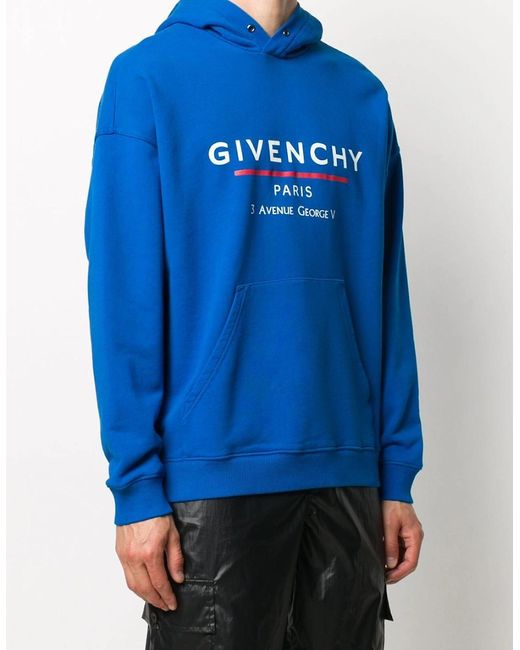 Givenchy Blue Address Hooded Sweatshirt Ocean for men