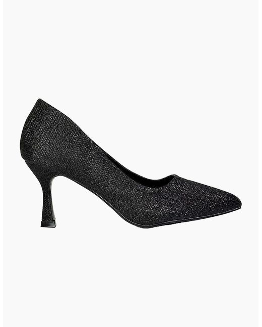 XY London Black Ladies Romi Pointed Mid Stiletto Court Shoes