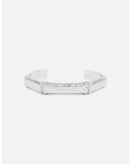 McQueen White Dapper Cuff Bracelet for men