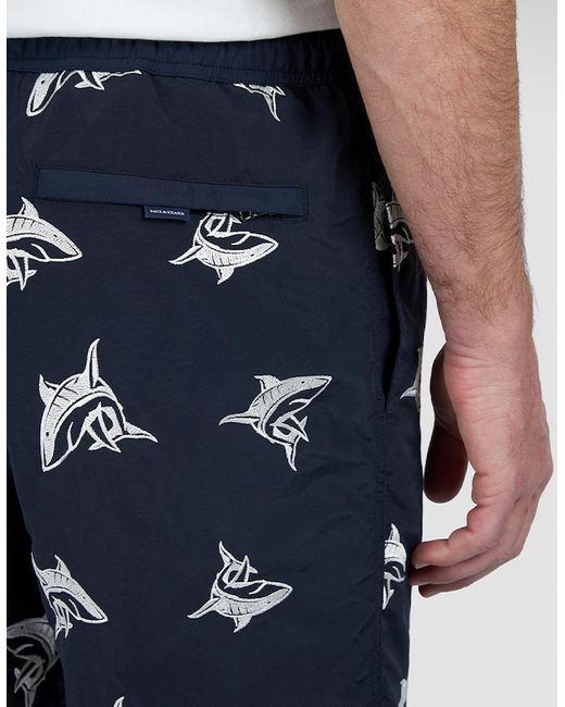 Paul & Shark Blue Shark Pattern Swim Shorts for men