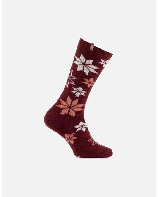 Totes Red Isotoner Knee High Supersoft Welly Socks Berry