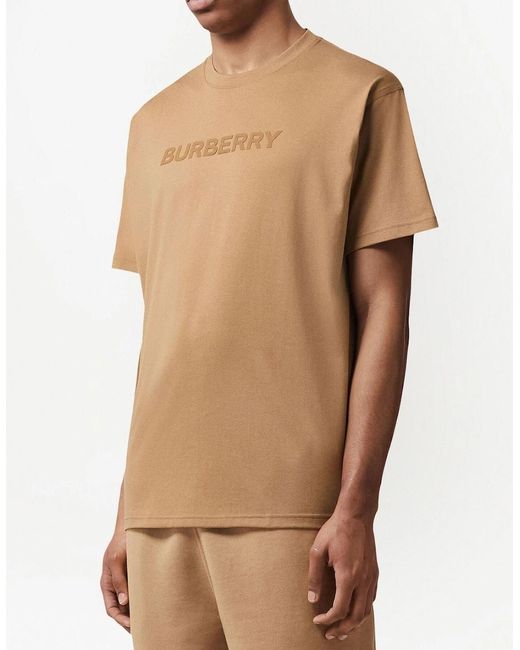 Burberry Natural Harriston Logo Print T-Shirt Camel for men