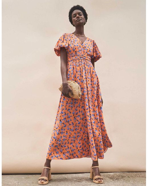 Ro&zo Natural And Floral Puff Sleeve Dress