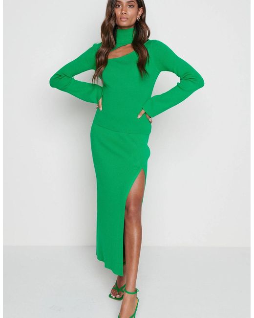 Pretty Lavish Green Blythe Slit Knit Skirt
