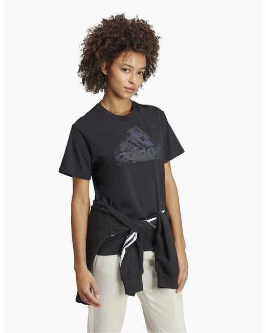 Adidas Black Logo Print Crew Neck Short Sleeve Jersey T-Shirt