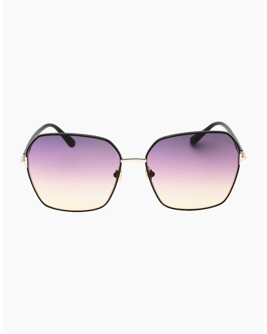 Tom Ford Pink Claudia-02 Gradient Smoke Lens Shiny Sunglasses