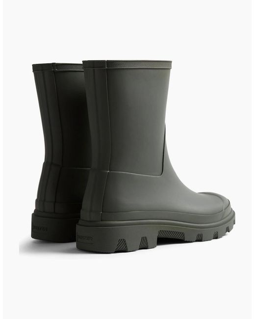 Hunter Black Downpour Short Rubber Dark Wellington Boots for men
