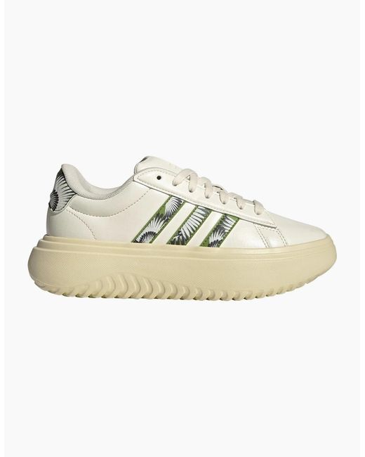 Adidas Natural Grand Court Platform Graphic Print Sneakers
