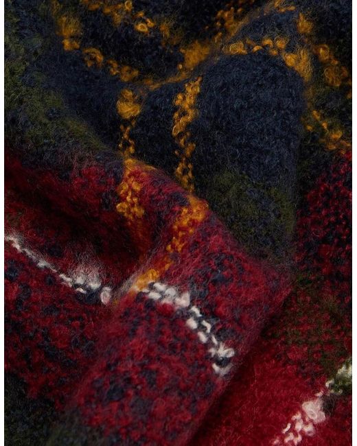 Barbour Red Saltburn Beanie & Tartan Scarf Set