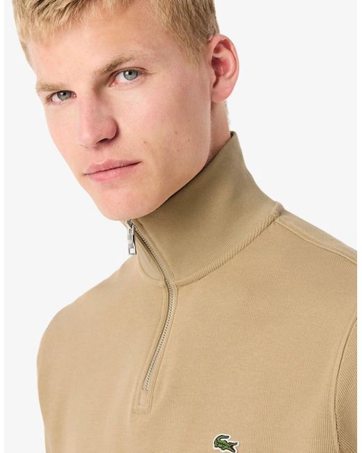 Lacoste Natural Zip-Up High Neck Interlock Sweatshirt for men