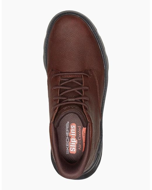Skechers Brown Arch Fit Garza Ridley Leather Cocoa Ankle Boots for men