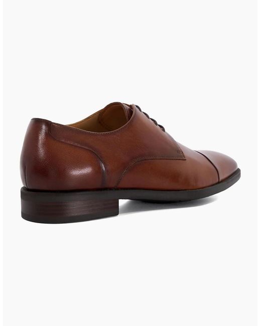 Dune Brown Dune Suffix Leather Dark Tan Lace-Up Shoes for men