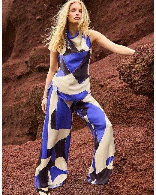 Ro&zo Blue Abstract Print Trousers