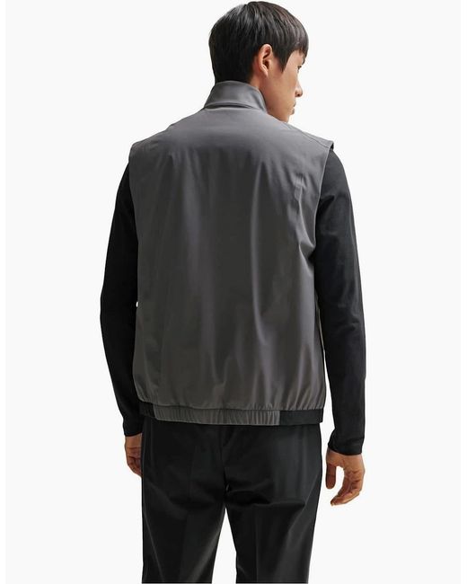 Boss Gray Solid Patterned Regular Fit Vest for men