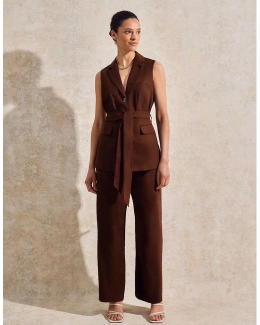 Ro&zo Brown Chocolate Linen-Blend Waistcoat
