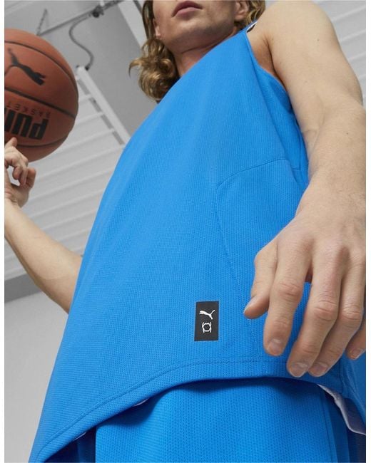 PUMA Blue Hoops Team Reverse Practice Performance Basketball Jersey for men