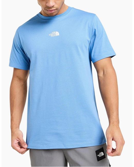 The North Face Blue T Shirt Centre Logo Crew Neck Short Sleeve Cotton Summer Tee for men