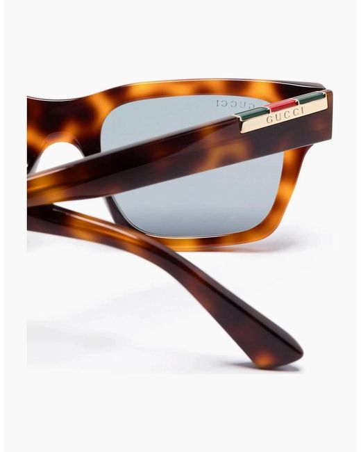 Gucci Blue Webbing Acetate Sunglasses Tortoise