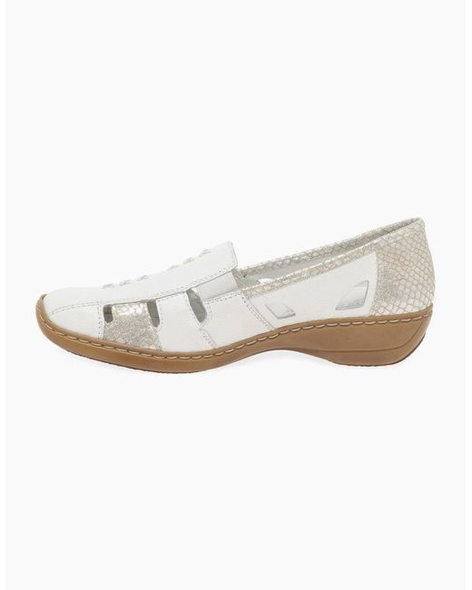 Rieker White Denise Slip On Vamp Shoes