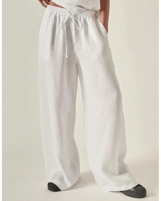 James Lakeland White Pure Linen Trousers