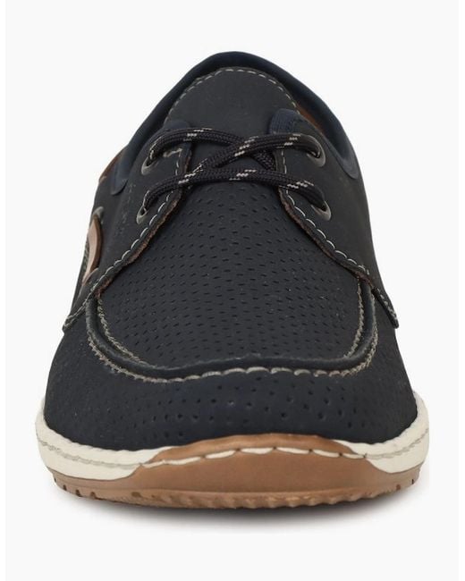 Rieker Black Anchor Boat Shoes for men